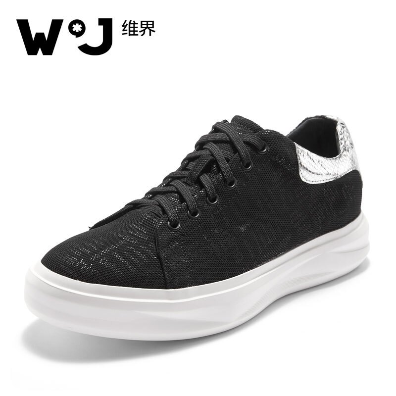 维界W*J韩版新款时尚透气个性板鞋厚底潮流青年百搭休闲鞋 黑色 38 统一颜色 41