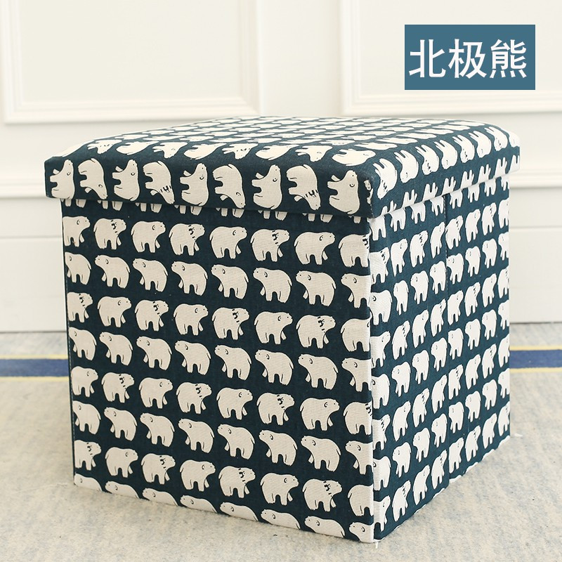 便携经济型个性凳子收纳凳可坐储物凳家用加厚可折叠欧式折叠箱_4 北极熊