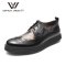 维界秒杀女神 百搭牛皮布洛克商务休闲鞋 黑金 38