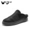 维界韩版潮流男鞋加绒保暖居家拖鞋男一脚蹬懒人鞋 黑色 43