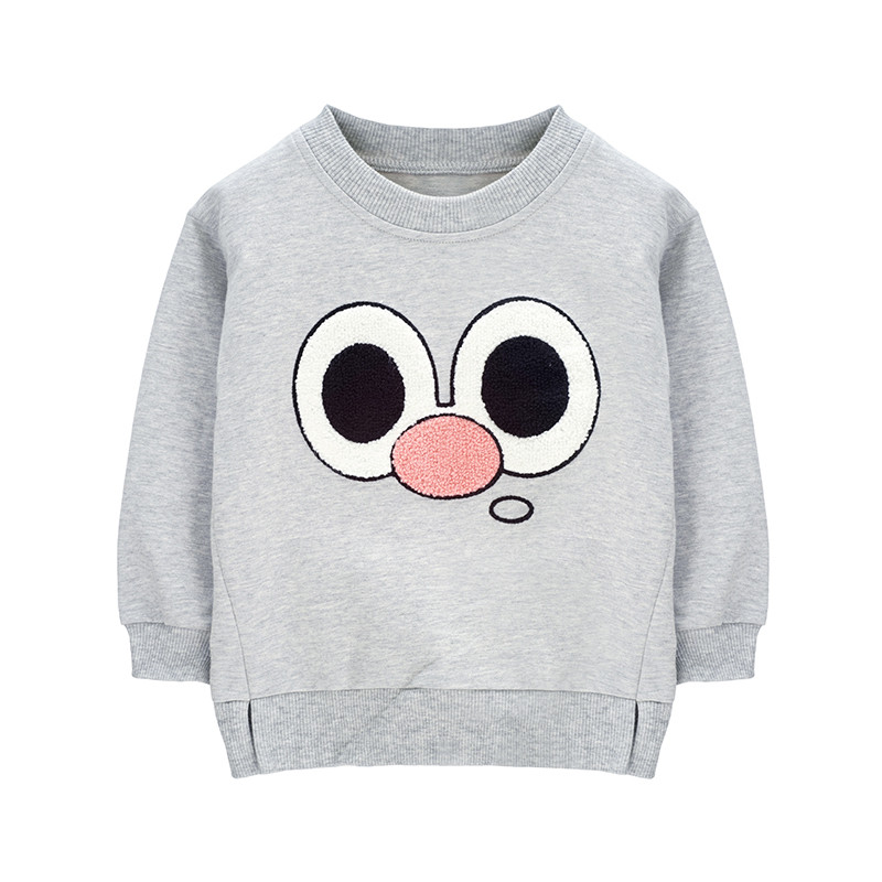 男女童春季新品T恤长袖圆领套头可爱男女宝宝外出服1-5岁80-120cm 80cm 花灰