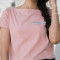 茵曼2018夏装新款修身百搭文艺印花一字领粉色减龄短袖T恤女上衣 S 粉红色