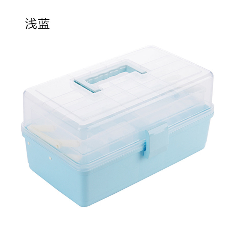 手提大号医药箱家庭应急药箱家用多层塑料大药箱药品收纳箱整理箱 蓝色