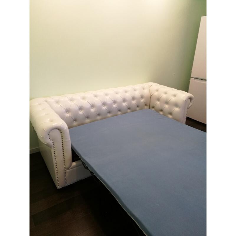 北欧美式乡村沙发床可折叠1.51.8米双人客厅复古真皮沙发床_7 环保皮定制颜色