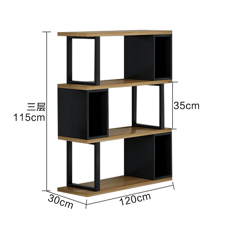 书架落地简约客厅置物架现代书柜创意收纳办公展示架隔断墙博古架_2 三层长120cm*深30cm*高115cm