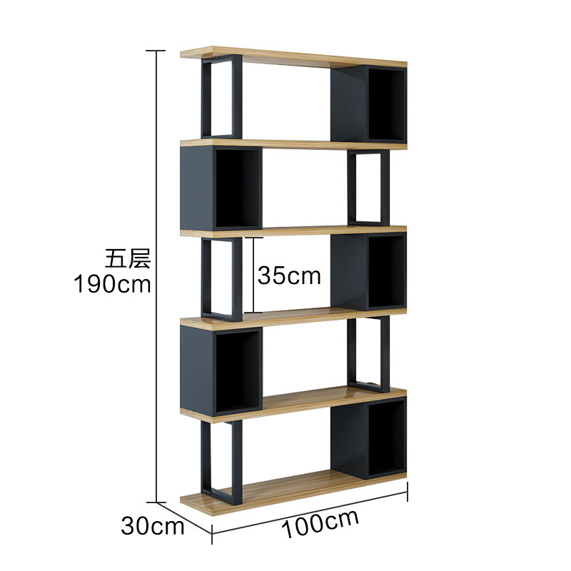 书架落地简约客厅置物架现代书柜创意收纳办公展示架隔断墙博古架_2 五层100cm*30cm*高190cm