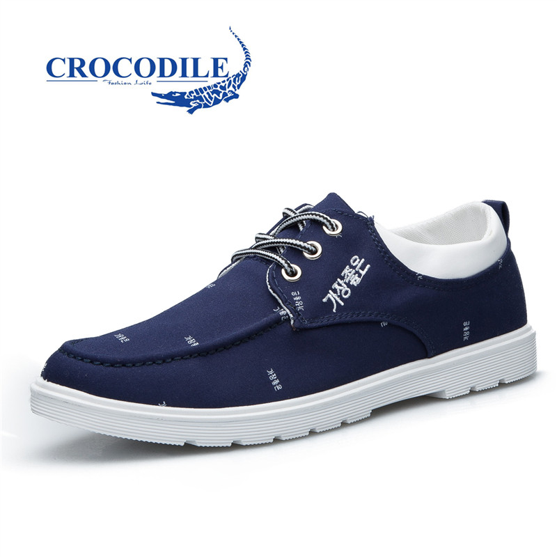 鳄鱼恤（CROCODILE）透气休闲鞋男士轻便帆布鞋英伦男鞋户外运动鞋612 42码 深蓝色