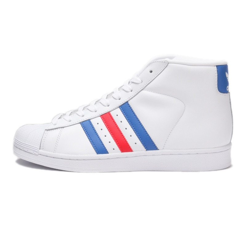 Adidas三叶草男鞋PROMODEL贝壳头高帮休闲运动板鞋BB2252 亮白/亮蓝/罂粟红 43