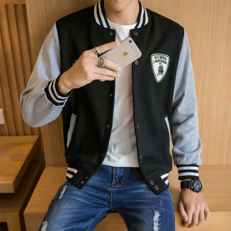 18款式春秋季运动棒球服男潮韩版情侣外套男装飞行员夹克学生男士棒球衫_5 3XL 138黑色【加绒常规厚度】