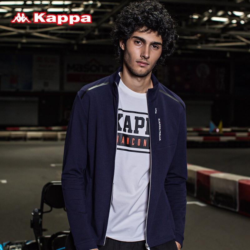 Kappa卡帕男运动卫衣2018春季新款上衣休闲服立领开衫无帽运动服 XXL/185 K0712WK14-888深海蓝