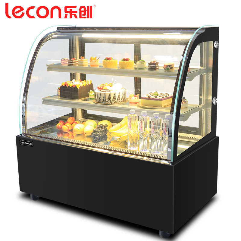 lecon/乐创 1.5米落地式(黑/白)(弧形/直角)加除雾蛋糕柜 展示柜商保鲜冷藏熟食柜寿司卤菜点菜柜