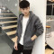18款式2018冬季卫衣男连帽青少年加绒春季加厚韩版潮流开衫学生帅气外套 4XL 湖蓝色加绒