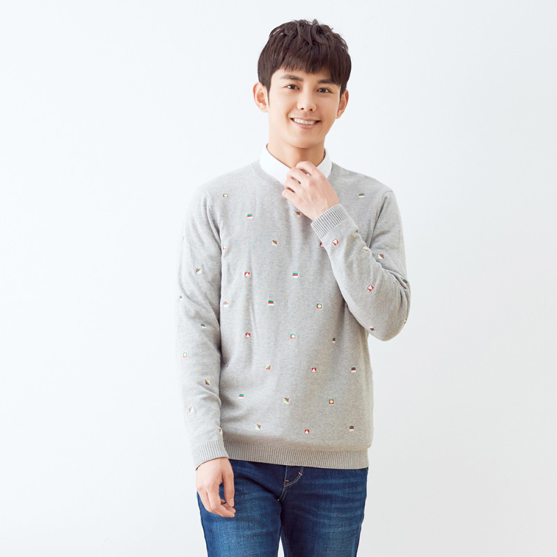 美特斯邦威针织衫男款百搭舒适套头毛衣228164 180/100A/XL 灰色组