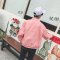 18款式春秋薄款夹克男学生日系韩版bf原宿宽松粉色外套潮流帅气百搭上衣 2XL 8号牛仔夹克