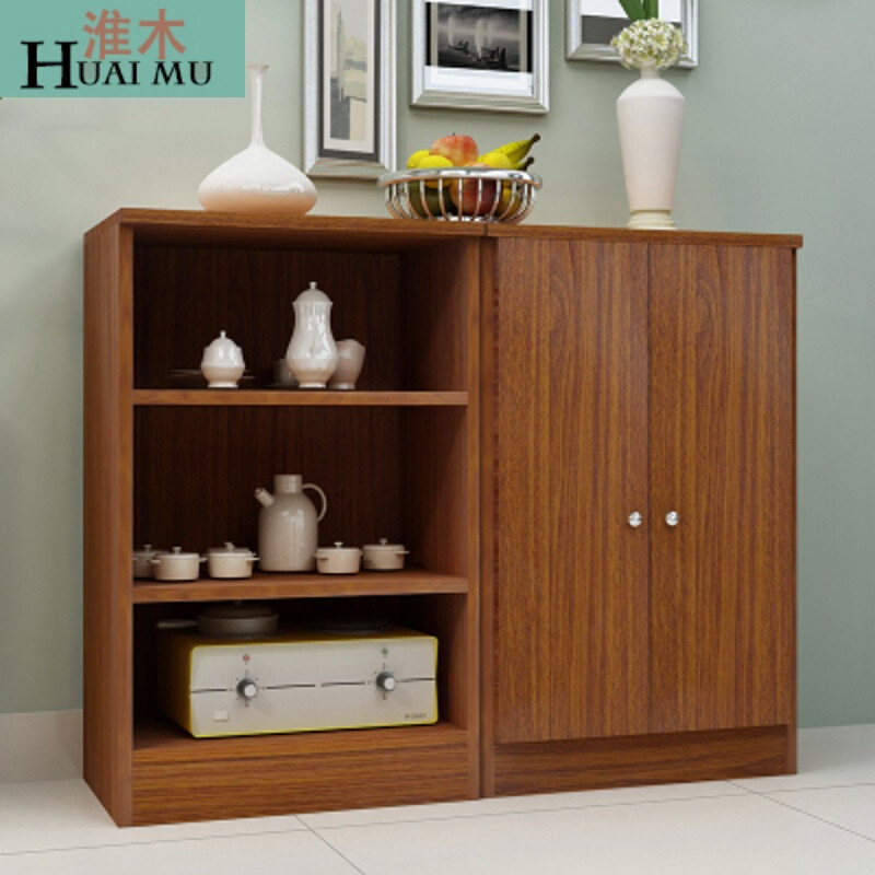 淮木（HUAIMU）餐边柜储物柜带碗柜厨房柜子茶水柜厨房储物双储物柜酒柜ABC浅胡桃双 AC柚木
