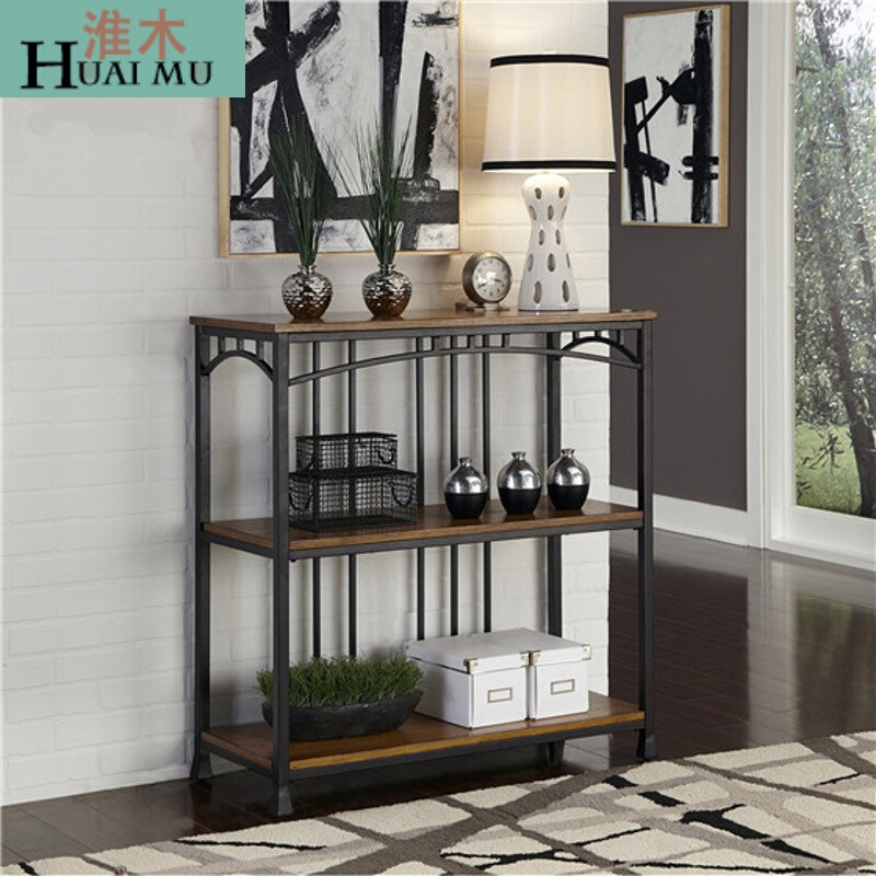 淮木（HUAIMU）复古烤漆美式置物架客厅卧室书架货架储物柜展示柜电视组合柜子ZWJ240 ZWJ24002款2层97*40*104cm