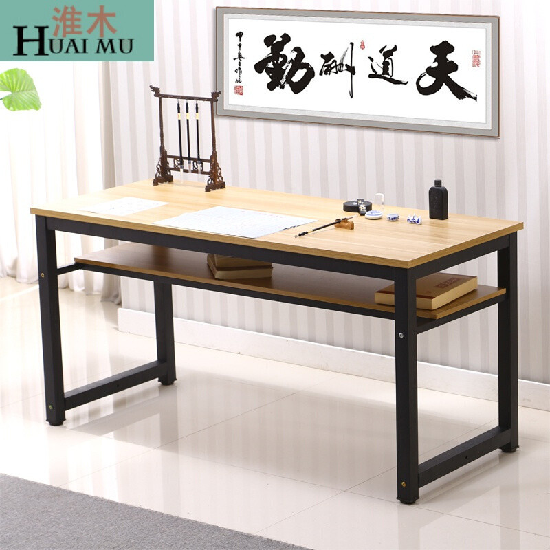 淮木（HUAIMU）书法桌电脑桌双层简易书桌绘画桌办公桌培训桌课桌写字台简约 220长*120宽*80高加固