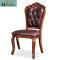 淮木（HUAIMU）餐椅欧式实木皮椅实木雕花拉扣皮椅古典边椅咖啡麻将椅美式椅子_3 白色描银西皮带扶手