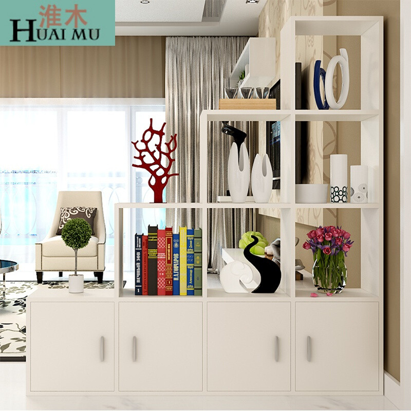 淮木（HUAIMU）简约时尚厅柜玄关柜客厅酒柜隔断柜双面烤漆鞋柜屏风柜大容量A款浅胡桃框架 B款暖白