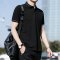 韦斯普 2018夏季新款纯棉男士短袖POLO衫文艺港风修身翻领T恤保罗衫SY1122A XXL 黑色