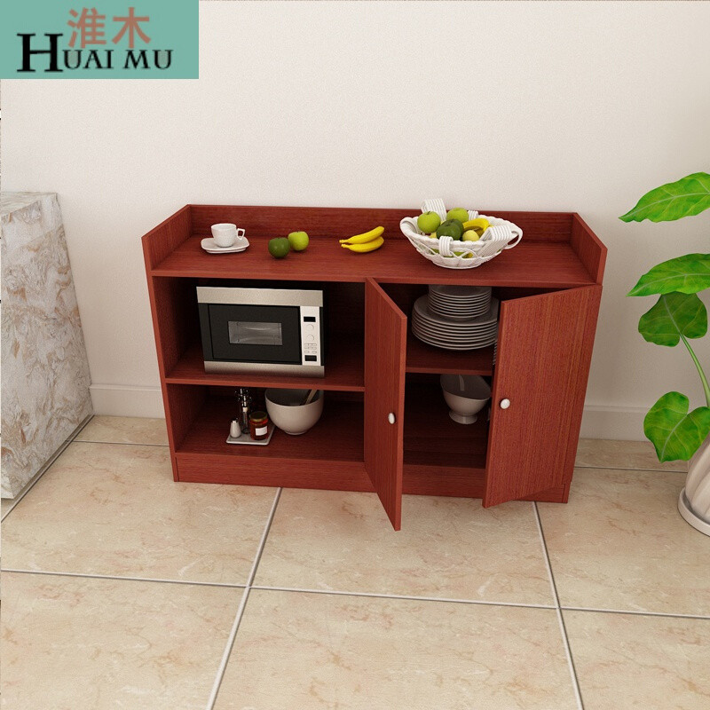 淮木（HUAIMU）简约现代餐边柜橱柜碗柜微波炉柜简易客厅柜储物柜收纳柜厨房柜子 柚木色(长120cm*宽40cm*高80cm