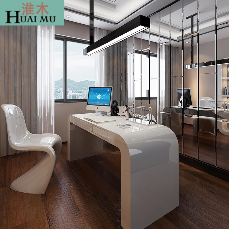 淮木（HUAIMU）创意简欧电脑桌台式现代简约时尚个性写字台白烤漆苹果办公桌_2 一体160*60*75cm长宽高