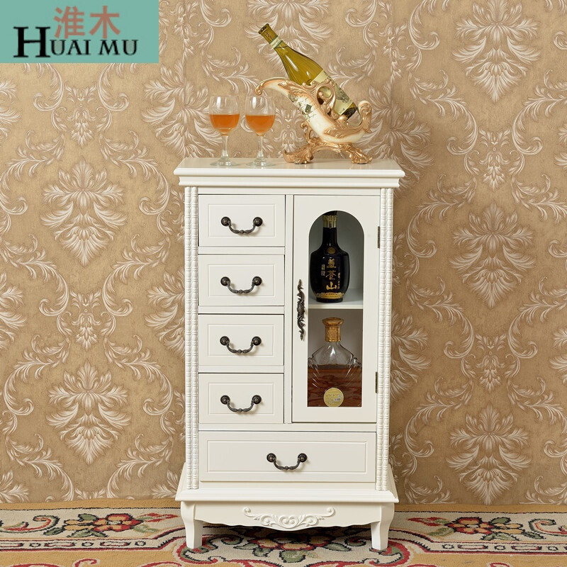 淮木（HUAIMU）欧式描金小酒柜简约田园餐边柜储物柜收纳柜客厅酒柜组合老款五抽一纯白色单 五抽一门纯白色