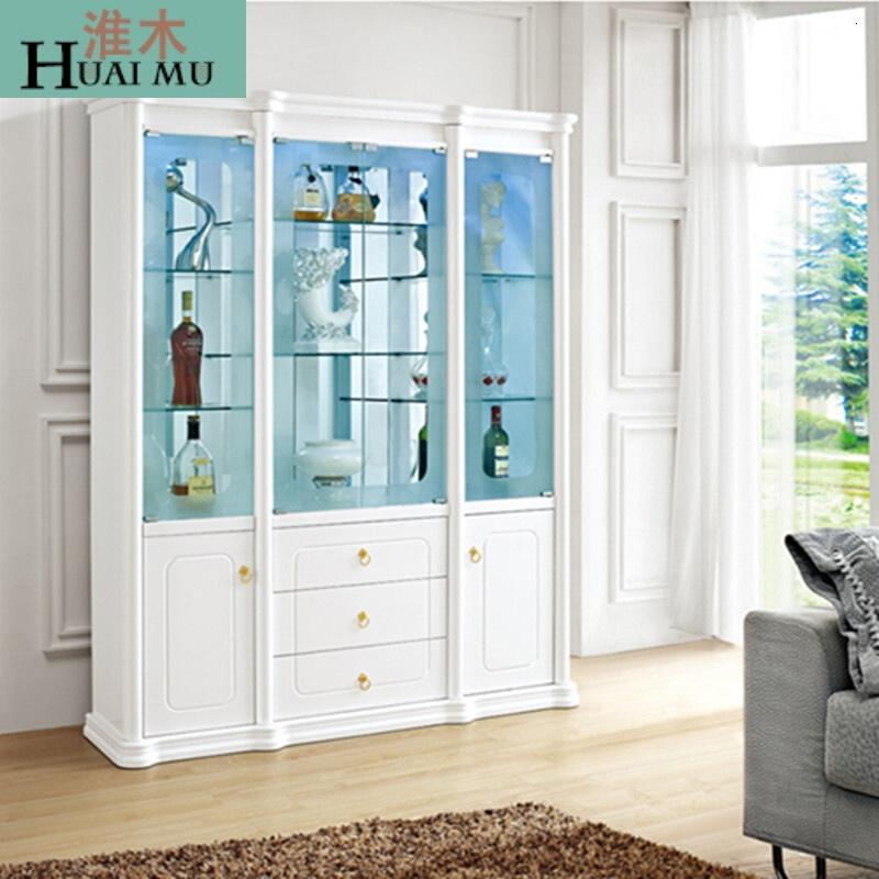 淮木（HUAIMU）客厅玻璃装饰柜吧台现代酒柜烤漆厅柜全白亮光双_8 全白亮光2