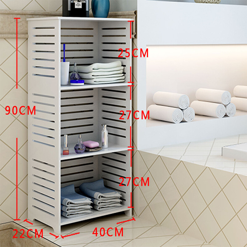雕花客厅置物架简约卧室书架层架防水卫生间落地多层简易书架 三层90*40*22