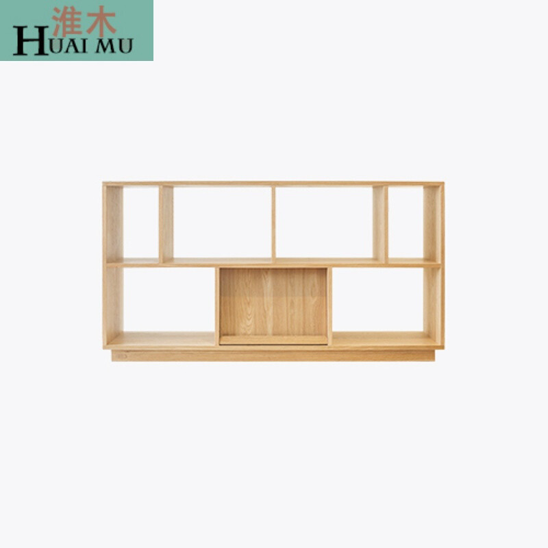 淮木（HUAIMU）书架实用置物架橡木黑胡桃木色叠加书架模块大书柜 原木色