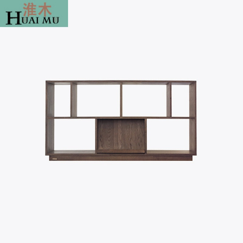淮木（HUAIMU）书架实用置物架橡木黑胡桃木色叠加书架模块大书柜 茶棕色(预售)