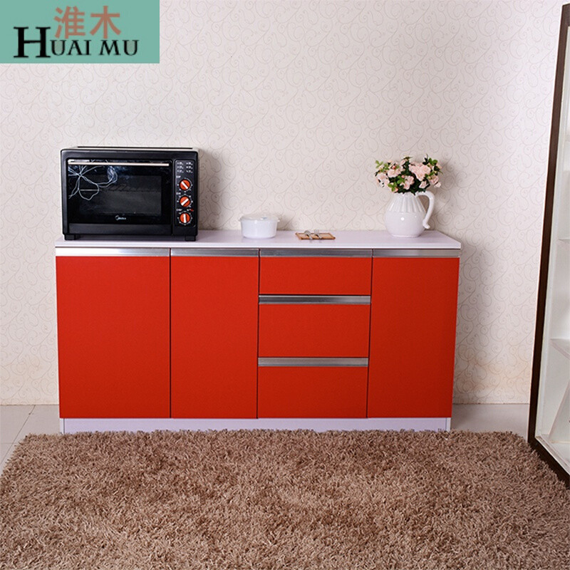 淮木（HUAIMU）现代简约餐边柜厨柜碗橱柜橱柜木板边柜厅柜阳台柜灶台柜 120黑胡桃两门三抽
