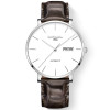嘉年华(CARNIVAL)手表新款进口机芯 MASTER系列休闲时尚双日历真皮带自动机械表 男士简约腕表8020G 精钢白面皮带