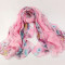 大规格雪纺纱印花丝巾 瑰丽多彩桔色