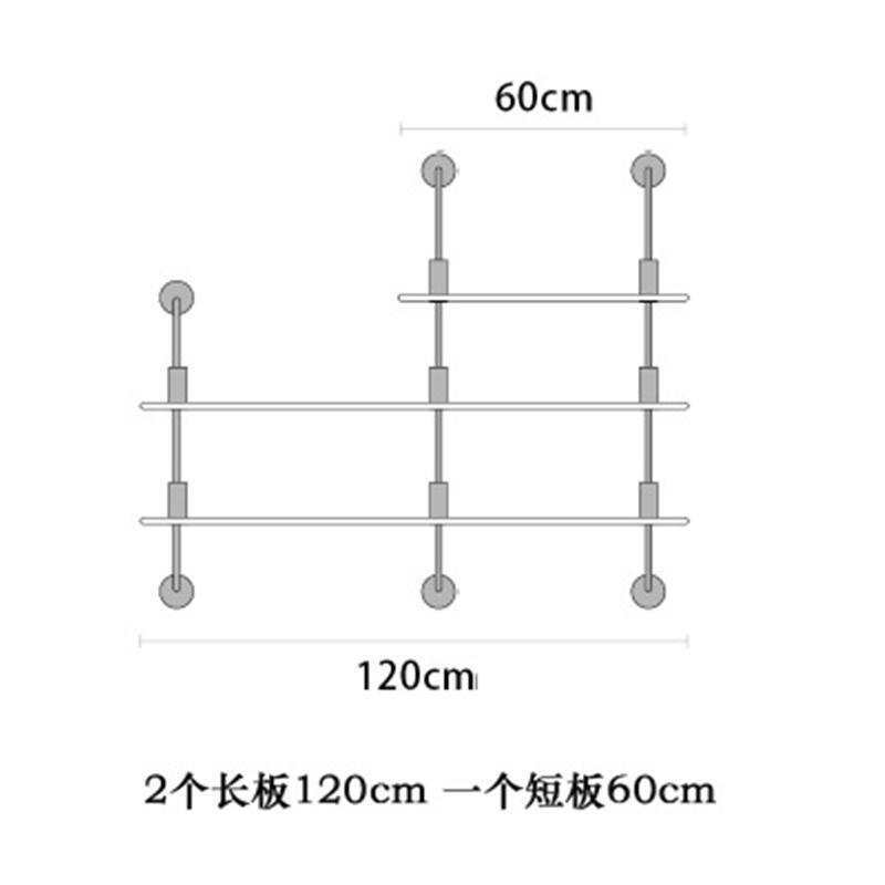 墙上置物架壁挂书架实木创意壁柜层板一字隔板铁艺支架工业风书柜双层木板150 组合二