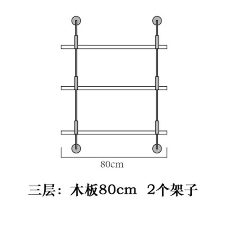 墙上置物架壁挂书架实木创意壁柜层板一字隔板铁艺支架工业风书柜双层木板150 三层木板80