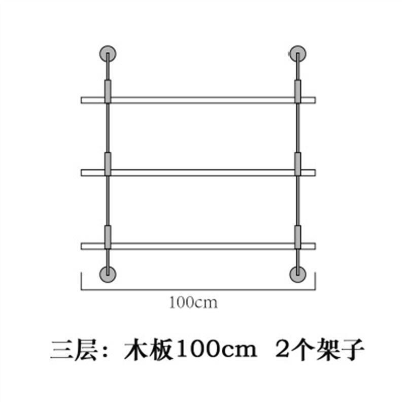 墙上置物架壁挂书架实木创意壁柜层板一字隔板铁艺支架工业风书柜双层木板150 三层木板100