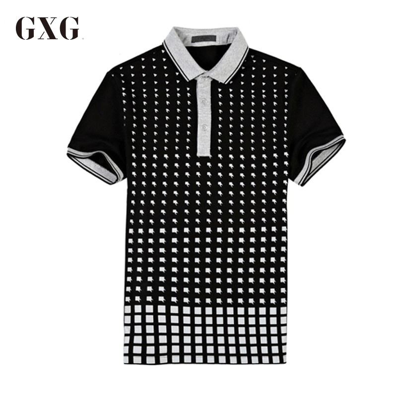 GXGPolo衫男装夏装男士时尚个性潮流休闲修身黑灰色POLO衫 165/S 黑灰色