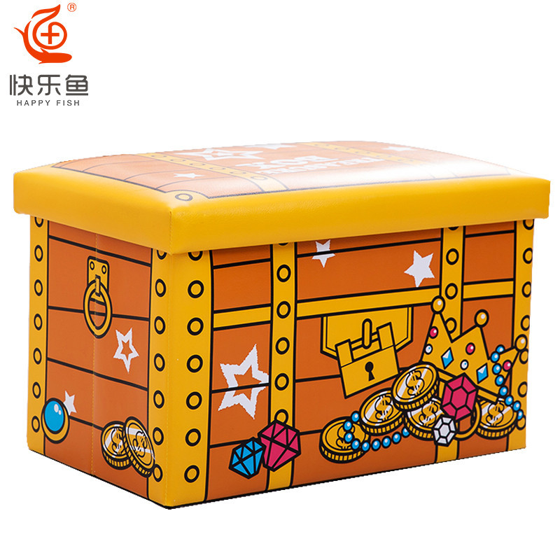 儿童凳卡通收纳凳子可坐成人玩具储物箱收纳板凳折叠沙发换鞋凳_8 海盗宝藏