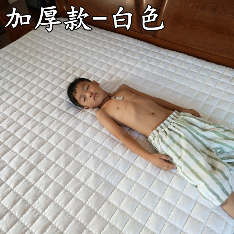 纯棉床笠单件全棉夹棉棕垫保护套加厚防滑1.8m米床垫套双人_7_1 加厚款床笠-白色