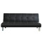 皮艺简易沙发可折叠客厅1.5三人1.8米发廊出租房屋懒人小户型沙发_6 黑色