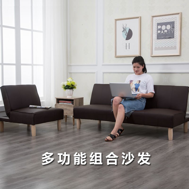 小户型折叠沙发床双人沙发床三人1.8米1.6米客厅单人懒人沙发_6 1+1.6纯蓝麻组合