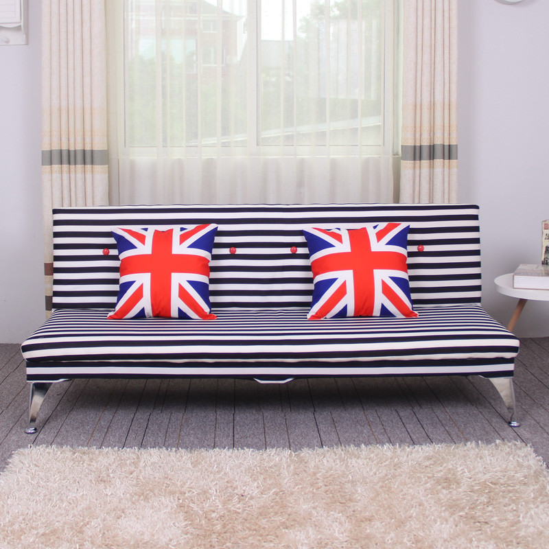 直板小型沙发单人双人懒人客厅宿舍酒店出租房服装店可折叠沙发床_6 黑白条