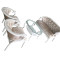 欧式美容院双人沙发会所家具简欧接待组合休闲三人田园布艺单人椅_6 米色绒布拉钻