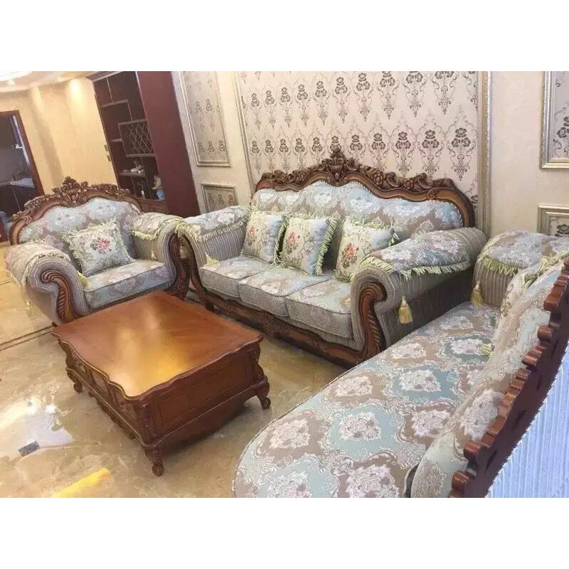 欧式布艺沙发123组合实木客厅家具整装大小户型简欧三人位可拆洗_7 定制款式五