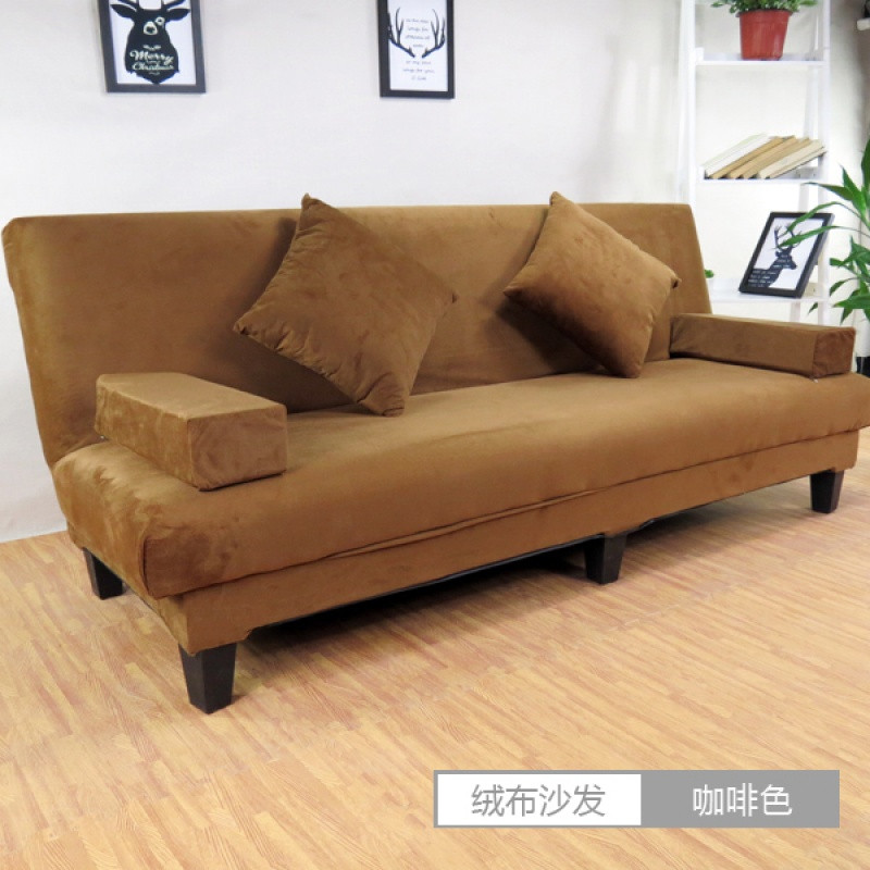 整装可折叠沙发客厅小户型单双人三人布艺沙发1.8米沙发床多功能_7 咖啡色-绒布