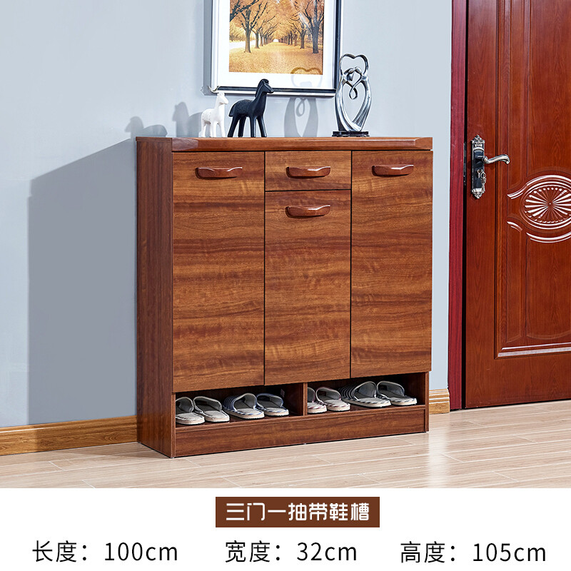 淮木实木色鞋柜简约现代中式玄关柜厅柜多功能大容量多层阳台储物柜N长140*厚32*高105 N长100*厚32*高105厘米