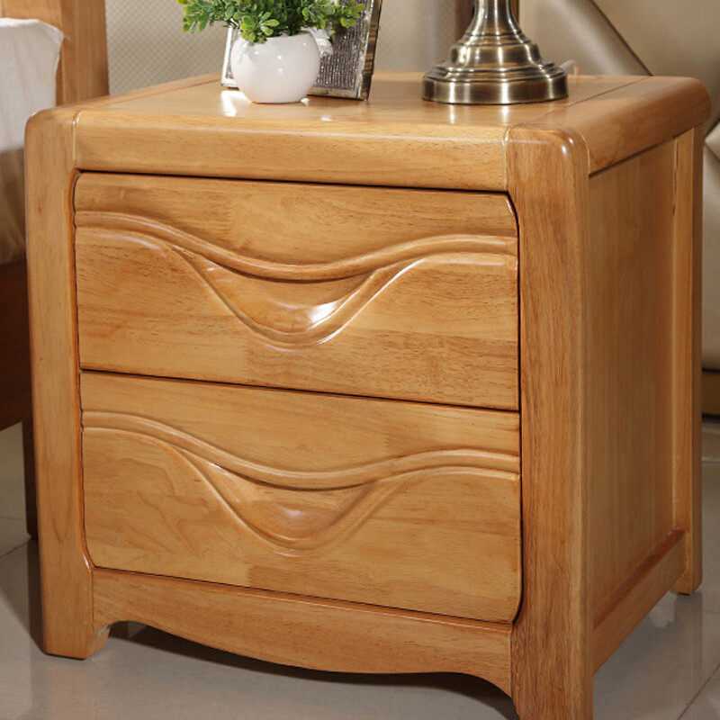 淮木床头柜橡木简约现代中式实木储物柜收纳柜床边柜整装柜子胡桃色整装 榉木色