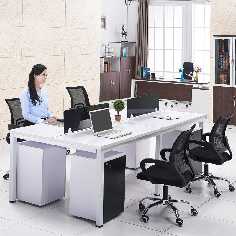 淮木职员办公桌4人位屏风工作卡位员工广州办公室家具六人位桌椅组合 单人位+柜