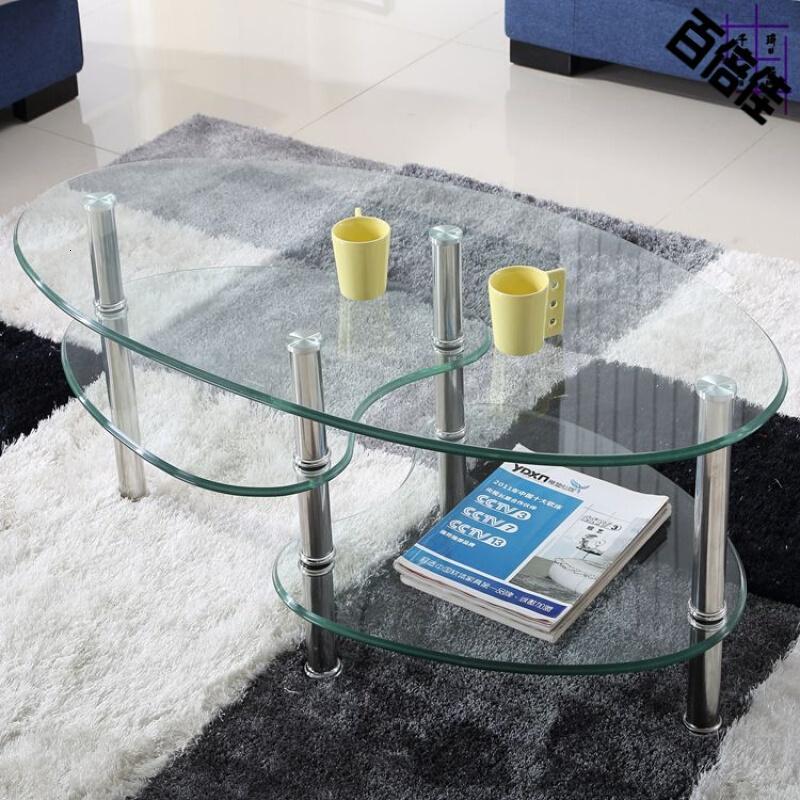 创意新款椭圆形茶桌创意钢化玻璃茶几简约小户型现代客厅钢琴烤漆家具110*60高贵黑组装_2 120*60全透明